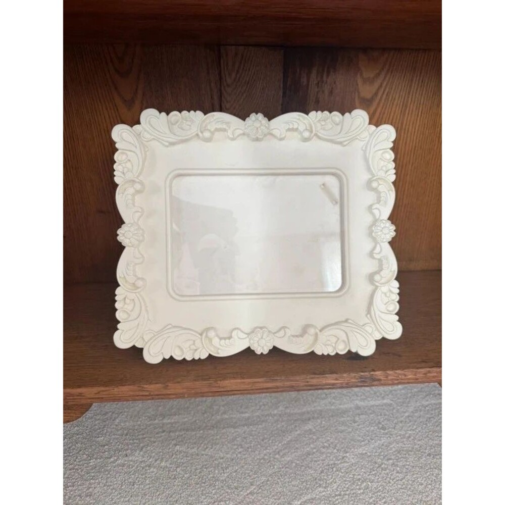 Vintage IKEA Ornate Cream Picture Frame Floral Baroque Cottage Decor